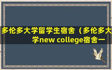 多伦多大学留学生宿舍（多伦多大学new college宿舍一年多少钱）